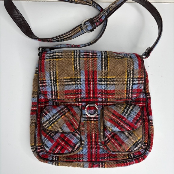 Vera Bradley Highland Patchwork Plaid Crossbody Tweed Wool Blend Preppy Teacher - Picture 2 of 9